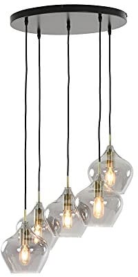 Light & Living Hängeleuchte Rakel - Antik Bronze - Ø61cm - 5L - Rund - Glas - Hängelampe & Pendellampe - Lampe Wohnzimmer & Schlafzimmer - Pendelleuchte Esstisch