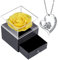 SWEETIME Infinity Rosen Gelbe Rose mit Kette, Geschenkbox mit 925er Sterling Silber Damen Halskette, Geschenke für Frauen zum Valentinstag Muttertag Geburtstag.