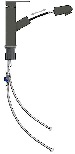 vidaXL Waschbeckenarmatur mit Herausziehbarer Brause Wasserhahn Bad Waschtischarmatur Mischbatterie Waschbecken Armatur Badezimmer Grau 157x172mm