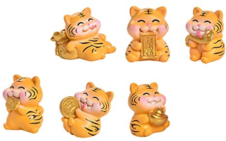 Amosfun 6 Stücke Tiger Figuren Torten Deko Dekofigur Weihnachtsdeko Gartenfiguren Miniatur Ornamente Wildtiere Spielset Tierfiguren Feengarten Deko für Bonsai Micro Landschaft Dekortaion