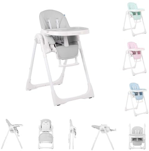 Kikkaboo Hochstuhl Pastello klappbar verstellbar Becherfassung Tisch abnehmbar grau