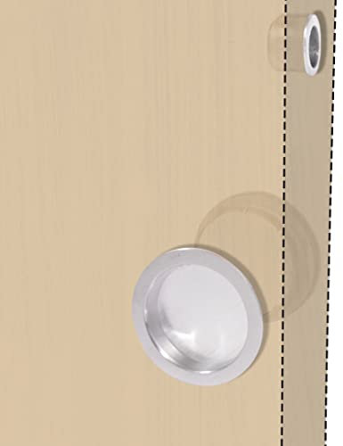 BricoShopping set MANIGLIE per PORTA interna in legno A SCOMPARSA SCORREVOLE KIT senza SERRATURA ad INCASSO e nottolino cieca rotonda bocchetta acciaio (Tondo S/S, Cromo Lucido)