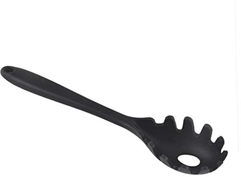 Easnea Nudelgabel aus Silikon, Spaghetti-Zange, Nudellöffel, umweltfreundlich und BPA-frei, Schwarz, 28,5 x 5,5 x 3,5 cm