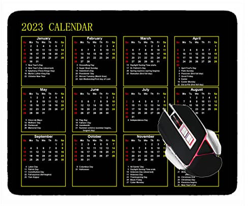 YENDOSTEEN 2023 Kalender -Maus -Pad mit Feiertagen, komfortable Mausmatte für Spiele und Büro (schwarz)
