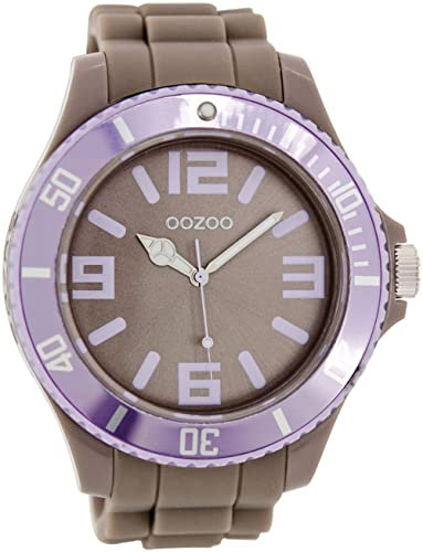 Oozoo Herrenuhr mit Silikonarmband Bicolor Zweifarbig 48 MM Taupe/Flieder C5839