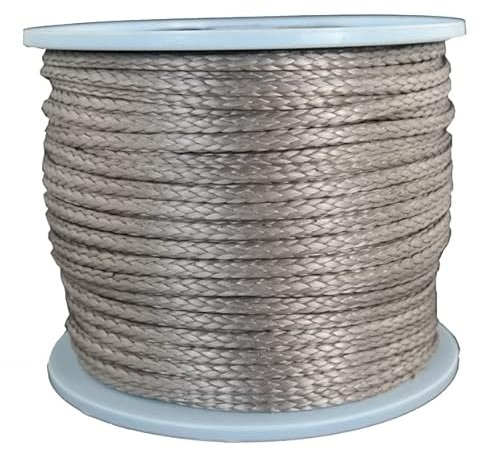 Dyneema Flechtschnur Seil Dyneemaseil Flechtleine aus Dyneema - Durchmesser 5mm - 100 Meter Fb.grau