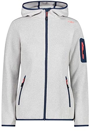 CMP 3H19826 Giacca in Pile con Cappuccio, Bone-Red Fluo, 42