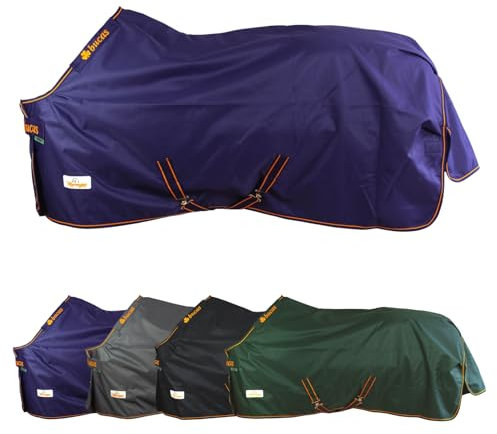 Marengos by Bucas - Winterdecke 1200D Irish Turnout | atmungsaktive & wasserdichte Outdoordecke mit Innenfutter & Kreuzbegurtung | Blau/Orange in Größe 135cm (50g/m² Füllung)