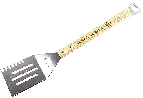 The Grill-de-beast Spatel 6 in 1 Grillwerkzeug! Edelstahl mit graviertem Holzgriff