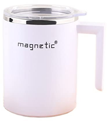 Maizoon Taza Agitadora Automática Magnética USB Recargable 304 Acero Inoxidable Taza Agitadora Conveniente y Portátil para el Hogar Oficina Viajes Café Leche Cacao en Polvo 350ml/12oz Blanco