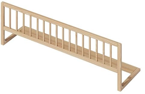 Bellabino Yuna Bett Rausfallschutz für Kinderbett und Babybett aus Kiefer Massivholz, klappbares Bettschutzgitter für Reisen, 115 x 37 x 33 cm, Bettgitter für Kleinkinder und Babys, Natur unbehandelt
