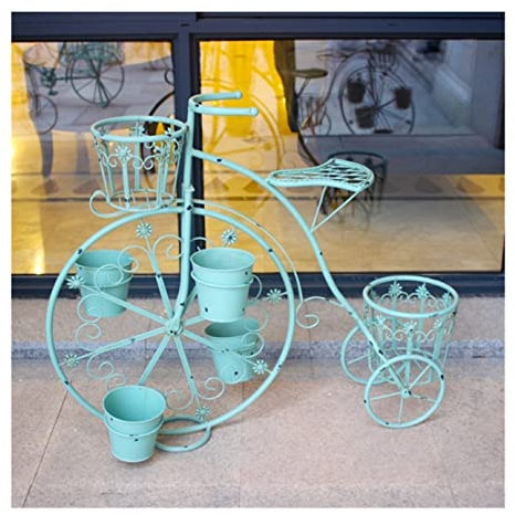 Blumenregal Blumenständer Pflanzenregal Fahrrad Pflanzenhalter Rack Kreatives Metall Eisen Blumentopfhalter Rack Outdoor Indoor Balkon Terrasse Blumentreppe Pflanzenständer Blumenbank ( Blue : Groen ,
