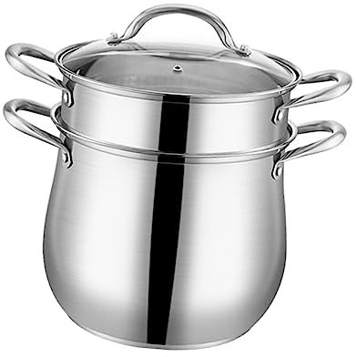 THEGA Suppentopf - Suppentopf Gross, Töpfe Aus Edelstahl, Suppentopf Mit Deckel, Tiefes Dampfgaren, 5,5–12 L Suppentopf, Für Gebratene/gekochte/Eintopf-Aufläufe (Size : 26CM)