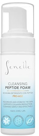 Senelle - Espuma limpiadora facial con complejo peptídico antiarrugas y vitamina E | Lavado facial hidratante y nutritivo con efecto calmante