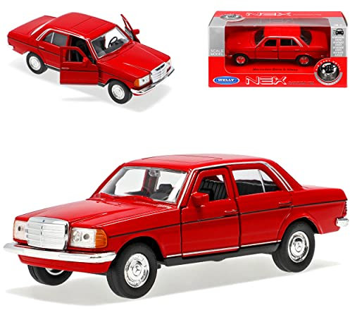 Welly Mercedes-B W123 E-Klasse Limousine Rot 1975-1986 ca 1/43 1/36-1/46 Modell Auto mit individiuellem Wunschkennzeichen