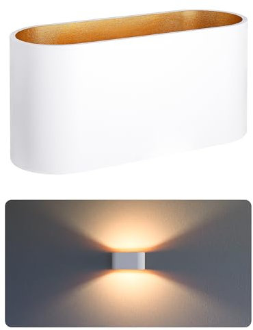 SSC-LUXon JOBERO Wandlampe Innen weiß gold - moderne Wandbeleuchtung Up Down Vintage Design inkl. 1x G9 Leuchtmittel warmweiß