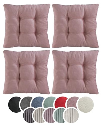 sleepling Stuhlkissen 4er-Set, weicher Möbelstoff, 38 x 38 cm, Sitzkissen in Farbe Altrosa
