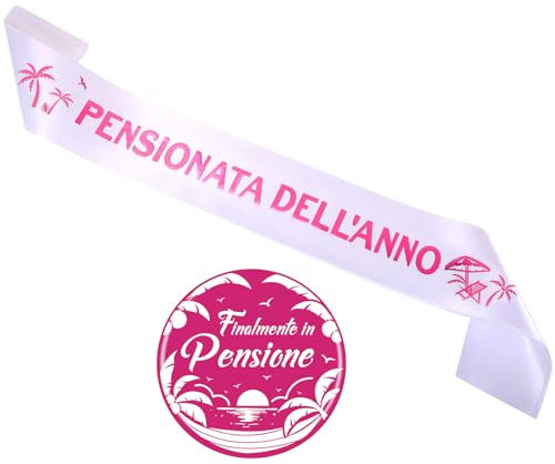 HOWAF Regalo Pensione Donna, Fascia Pensionata Donna Fascia Pensione Fascia Pensionata dell'Anno Spilla Pensione Gadget Pensione Donna, Regali per Pensione, Addobbi Decorazioni Festa di Pensione