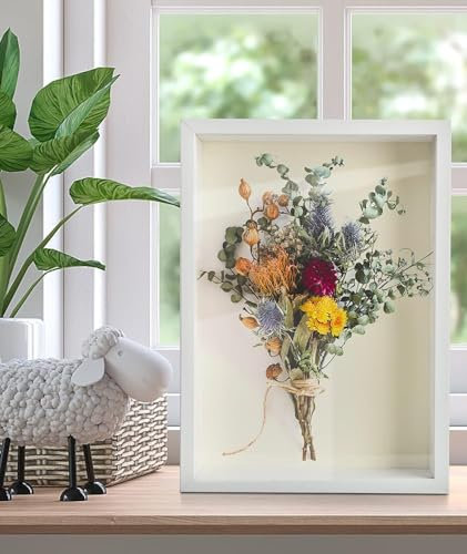 TOWEBOORY 3D Bilderrahmen, 8.8x12.4x2.3in Blumen Große Schattenbox Vitrine Rahmen Bilderrahmen zum Befüllen Tief Objektrahmen 3D Rahmen zum Befüllen für Blumen Medaillen Tickets Wand Tischrahmen (A)