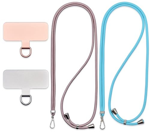 Cordon Para Movil Correa Movil Universal,Pegatinas Metálicas Para Teléfonos Móviles, Cuerdas Ajustables, Tirantes O Tirantes Para Liberar Las Manos. (Oro rosa,Azul militar)