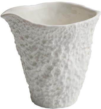 Vitbunana Rock Pattern Ceramic Gravy Boat, Small Capacity Ceramic Gravy Bowl, Handleless Creamer Pitcher with Dripless Lip, Suitable for Gravy, Sauce, Salad Dressing, Milk (White)