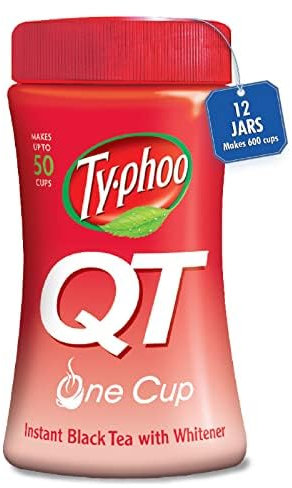 Typhoo QT Instant One Cup Tea with Whitener • 125g Tub • Makes Up to 60 Cups of Instant Tea • Creamy, Sweet & Convenient • Just Add Hot Water • No Teabags or Milk Needed