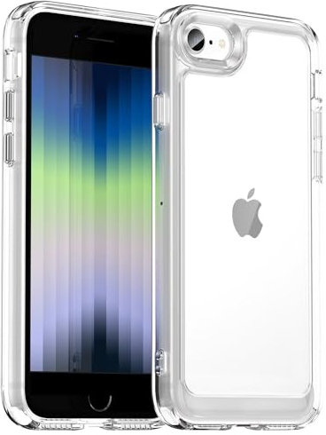 Jhxtech Phone Case for iPhone 7/iPhone 8/iPhone SE2/SE3/iPhone SE 2022/iPhone SE 2020 Case Ultra Thin Premium Clear Hard PC Back + Soft TPU Bumper Silicone Shockproof Cover for iPhone 7 Crystal Clear
