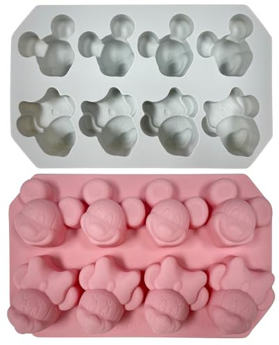 Silikon Minnie Mickey Formen 2 Stück Silikon Mickey Eiswürfelform Mickey Minnie Silikonformen Eiswürfelform Schokolade Süßigkeiten Formen DIY handgefertigte Werkzeuge für Gelee Zucker Süßigkeiten