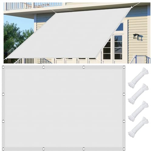 Sonnensegel Wasserdicht Rechteckig 100 x 300 cm Sonnensegel Garten Sonnenschutz Balkon 95% UV Schutz PES Polyester Sonnenschutz für Terrasse Garten Balkon, Weiß