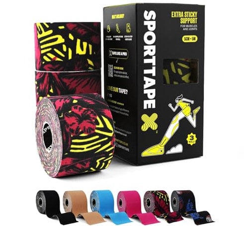 3 Rollen SPORTTAPE Kinesiologie Tape Wild - 5 cm × 5 m – elastisch & wasserfest Physio/tape sport, hautfreundlich Baumwolle, starke Haftung, selbstklebend, latexfrei für Muskel- & Gelenk-Support