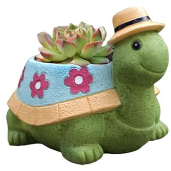 JJIW Petit Pot de Fleurs en Céramique, Mini Pot de Fleurs en Forme de Tortue Pot de Plante extérieur Petit Jardinière Pot avec Trou de Drainage pour Décor de Balcon de Bureau à Domicile