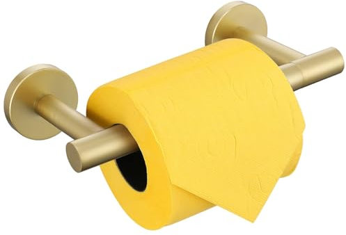 Porte-rouleau de papier toilette doré brossé à double base en acier inoxydable pour salle de bain
