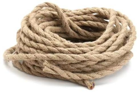 Lampenkabel Textilkabel Leitung Stoffkabel 2-Adrig Retro, Vintage - Elektrische Kabel Pendelleitung - Lampenkabel Hanf geflochten | 5 Meter