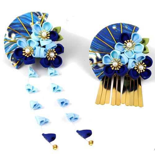 CAMDOM Japanische Kimono Quasten Blumen Haarspangen Traditionelles Kanzashi Haarnadeln Haaraccessoire Set für Hochzeit Cosplay Festivals und Täglichen Stil