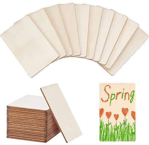 Rechteckige Holzplatte, 20 Stück Rechteckige Unbehandelte Holzstücke, 2.5 mm Dick, für Kunst, 10x20CM Bastelholzplatte Sperrholz Platten, für DIY Basteln Malen DIY Handwerk Dekoration (Quadrat Form)