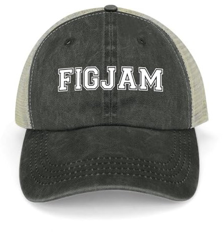 RDCGRS Baseballkappe FIGJAM in weißer College-Sport-Trikot-Schriftart mit schwarzem Umriss - Aussie Slang FTW Cowboyhut Hut Strand Mädchen Hüte Herren Outdoor