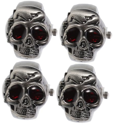 TENDYCOCO 2 Sätze Geisterkopf Ringuhr Für Herren Und Damen Fingeruhr Mit Aufklappbarem Deckel Herrenuhr Fingerring Uhr Ringuhren Herrenschmuck Ringe Digitaluhren Für Damen 2 Stück * 2