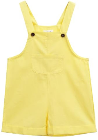 Maeau Girls One Piece Dungaree Baby Kids Overalls Short Jumpsuits Cotton Romper with Adjustable Straps Sleeveless School Street Outdoor Loose Tracksuit Shorts Yellow 11-12 Years