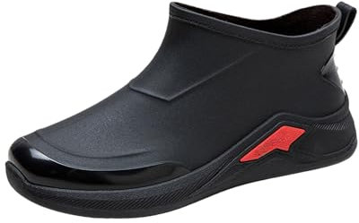 Stivali di gomma da uomo, impermeabili, di sicurezza, a mezza altezza, da pioggia, da lavoro, da lavoro, da giardino, Nero , 41 EU