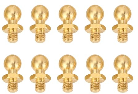 Cocoarm 10 Pcs M3 Ball Head Screws Brass, Spherical Screws for 1/10 1/24 1/18 Model Cars with Flexible Angle Connection Erosion Resistant