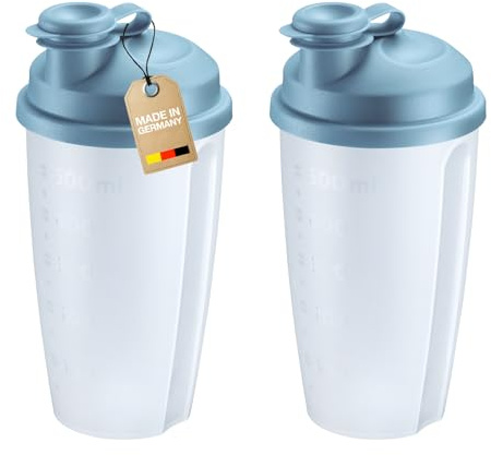Westmark 2 blandnings- och skakkoppar med mätskala – Praktisk shaker med löstagbar blandningsskiva och stängbar pip, 0,5 l, plast, BPA-fri, 243522EB