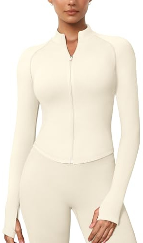 ZAAYO Sportshirt Damen Langarm Sport Oberteil Gym Top mit Reißverschluss | Daumenloch, Compression Shirt, Funktionsshirt , Laufshirt Abgerundeter Saum, Hohe Dehnbarkeit, Sportjacke Damen
