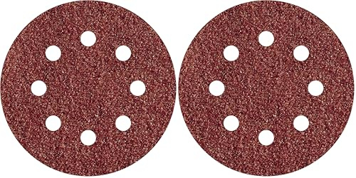 wolfcraft 5 Haft-Schleifscheiben Holz & Metall Ø 125 mm I 3180000 I Körnung 24 I für Exzenterschleifer I Hohe Standzeit und universell einsetzbar I Korund I gelocht (Packung mit 2)