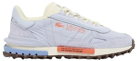 Lacoste Elite Active, Zapatillas Deportivas Retro de Nailon y Ante, Ligeras, Azul Claro con Naranja, para Mujer (Sistema Tallas Calzado EU, Adulto, Mujer, Números, Mediano, 37.5)