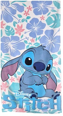 Disney Lilo & Stitch Kinder Badetuch Strandtuch 70x140 Baumwolle OekoTex | Weiches 100% Baumwoll-Duschtuch (70x140cm), saugfähig & pflegeleicht. Mit Lilo & Stitch Motiv, Öko-Tex zertifiziert