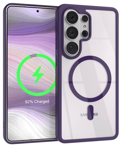 EAZY CASE Hülle für Galaxy S26 Ultra kompatibel mit Qi Charging Ultra Aufprallschutz Stoßfest und Kratzfest dünne Schutzhülle mit Kameraschutz Silikon Cover Clear Hybrid Handy Case Lila - Qi Charging