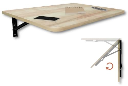 KDR Produktgestaltung Wandklapptisch Schreibtisch Tischplatte 70x50 cm Klapptisch Esstisch Küchentisch für die Wand Bartisch Stehtisch Wandtisch Tisch klappbar zur Wandmontage (Eiche)