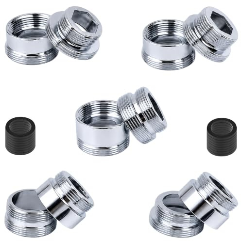 10 PCS Copper Faucet Adapter Kit M16-M24 Tap Connectors for Kitchen Sink | Solid copper construction with integrated rubber washers. 10 precise thread conversions converting to standard M22 interface.