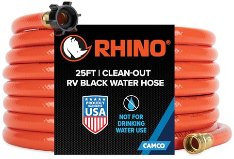 Camco 22990 RhinoFlex 6,5 m Sauberschlauch für grau-schwarze Wassertanks, orange, Einheitsgröße