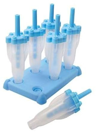 Rocket Lolly Mould Set Of 6 (Clear With Blue Handles)